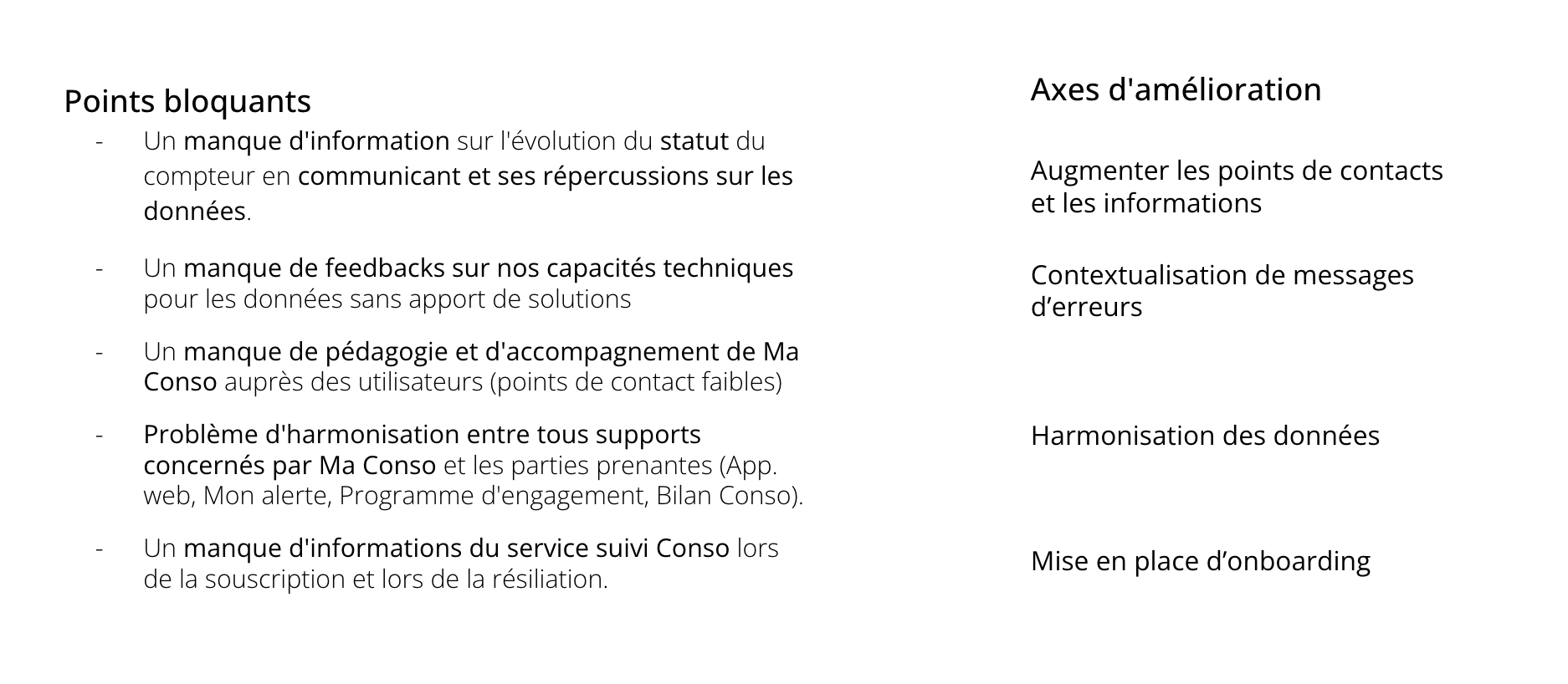 Conclusion de la customer journey map pour ma Conso